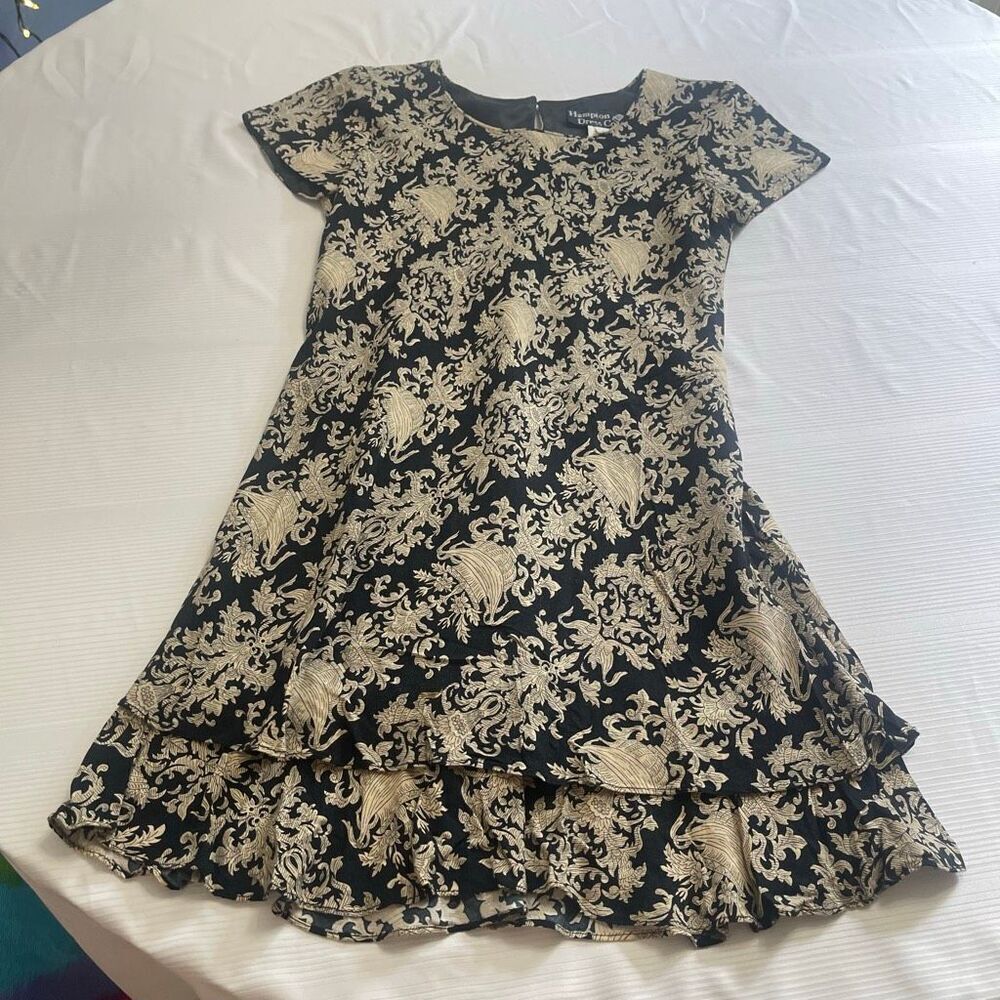 Hampton Dress Co. Women’s Black Taupe Vintage 90s Dress Size 6